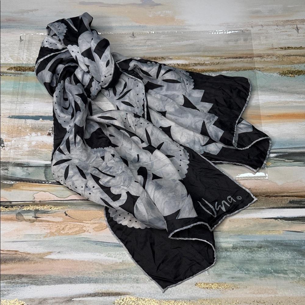 Luna Black and Gray Women's Long Scarf